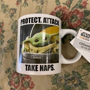 STAR WARS Coffee Mug Cup 20oz Jumbo Ceramic Grogu Protect Attack Take Naps White